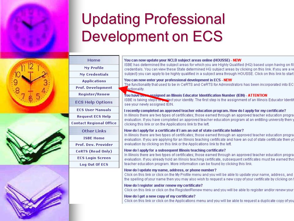 Updating Professional Development on ECS