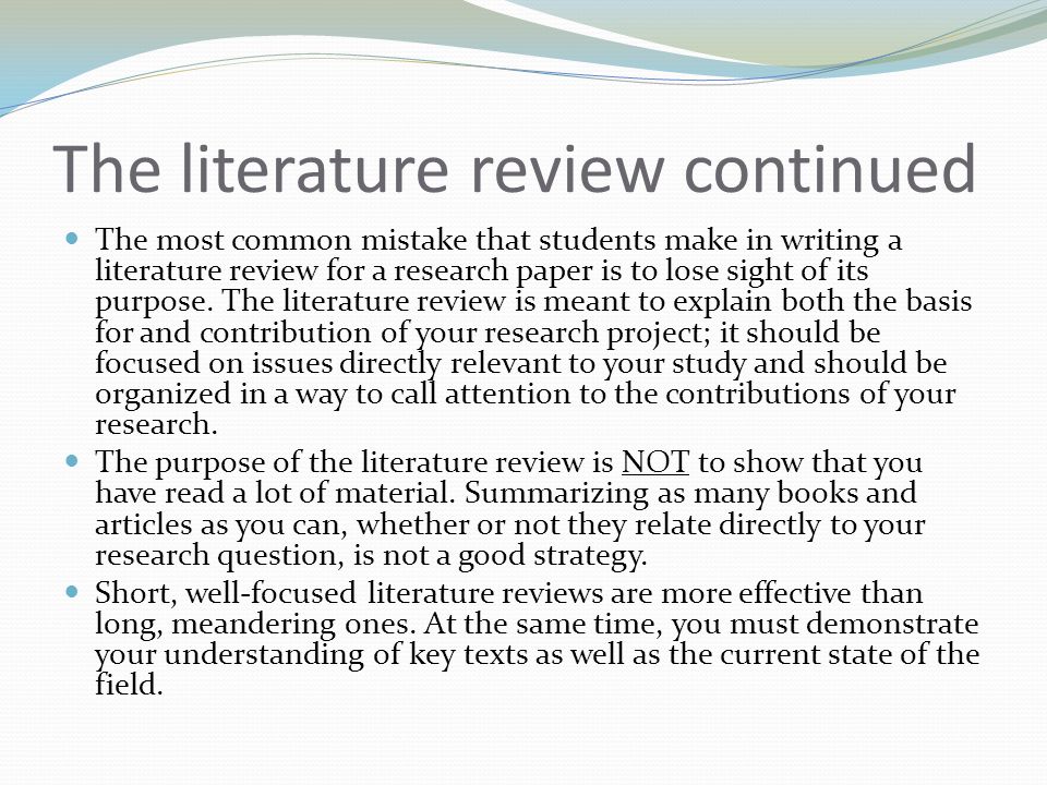 Literature review for research paper example