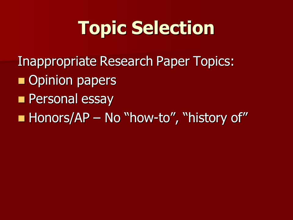 Research Paper Proposals