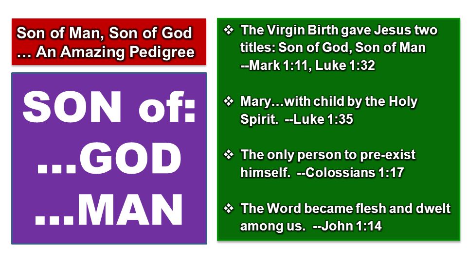 SON of: …GOD …MAN