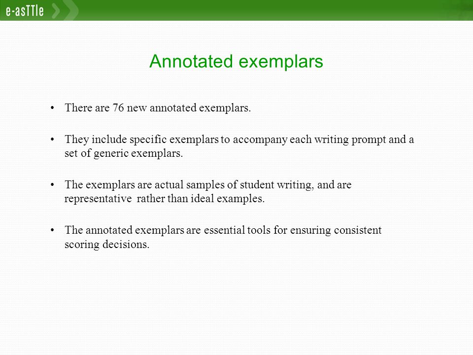 Annotated exemplars There are 76 new annotated exemplars.