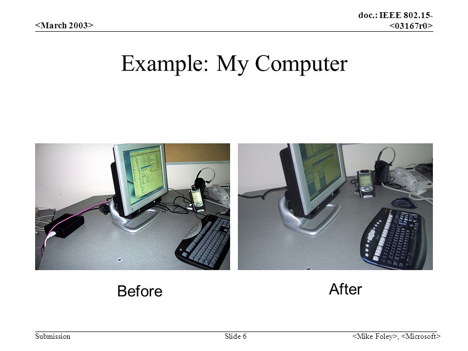 doc.: IEEE Submission, Slide 6 Example: My Computer Before After