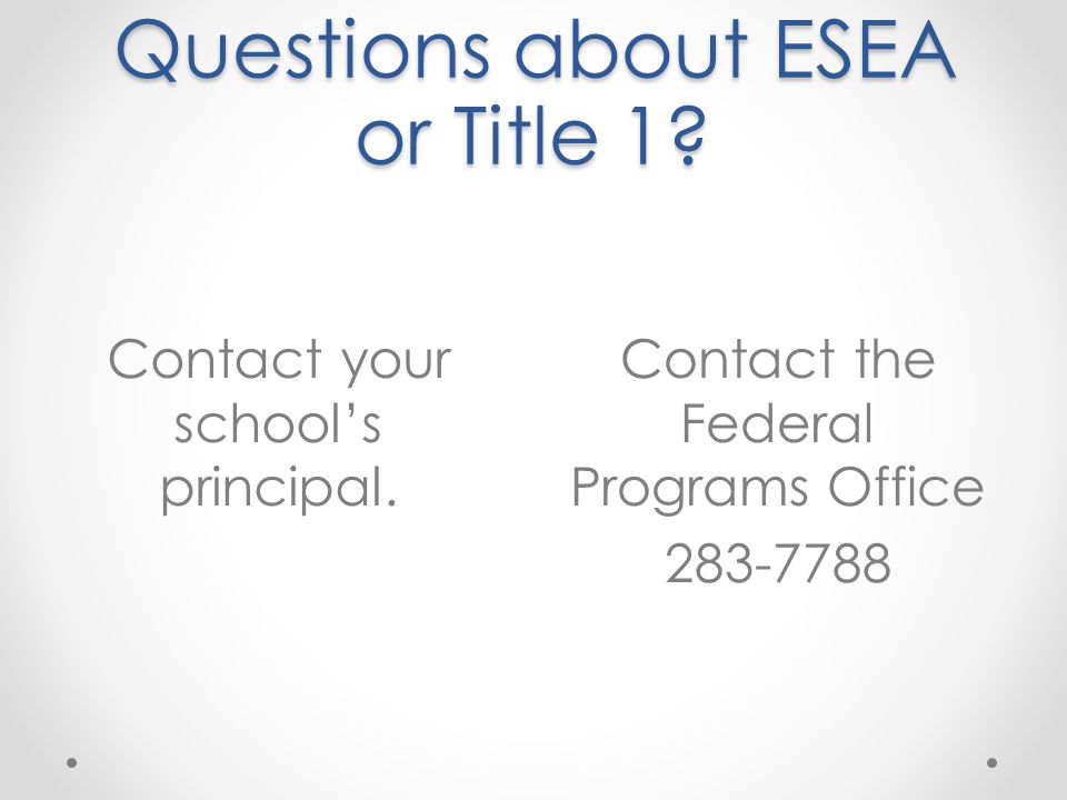 Questions about ESEA or Title 1.