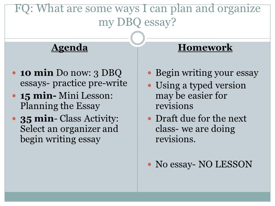 How to write a dbq essay lesson plan