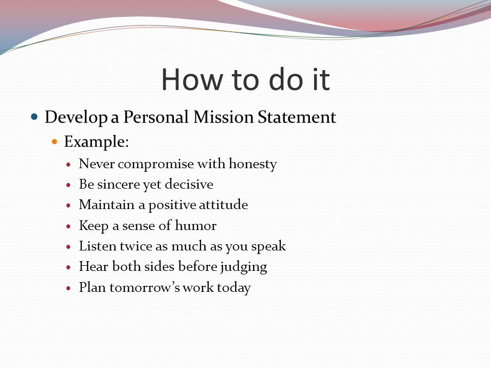 Developing a personal values statement