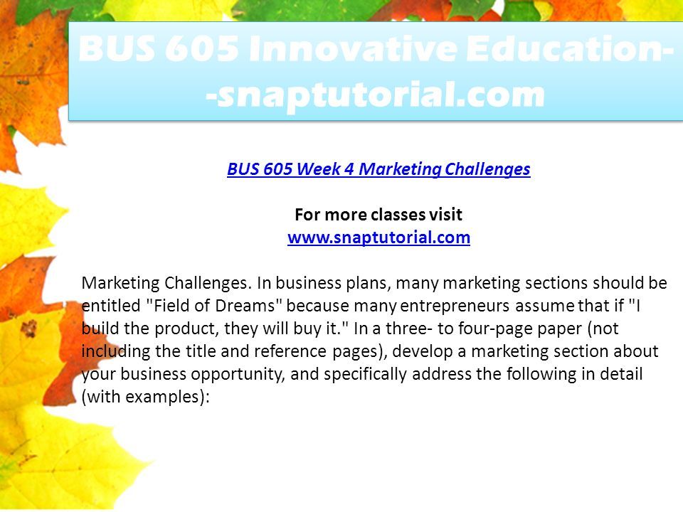 BUS 605 Week 4 Marketing Challenges For more classes visit   Marketing Challenges.