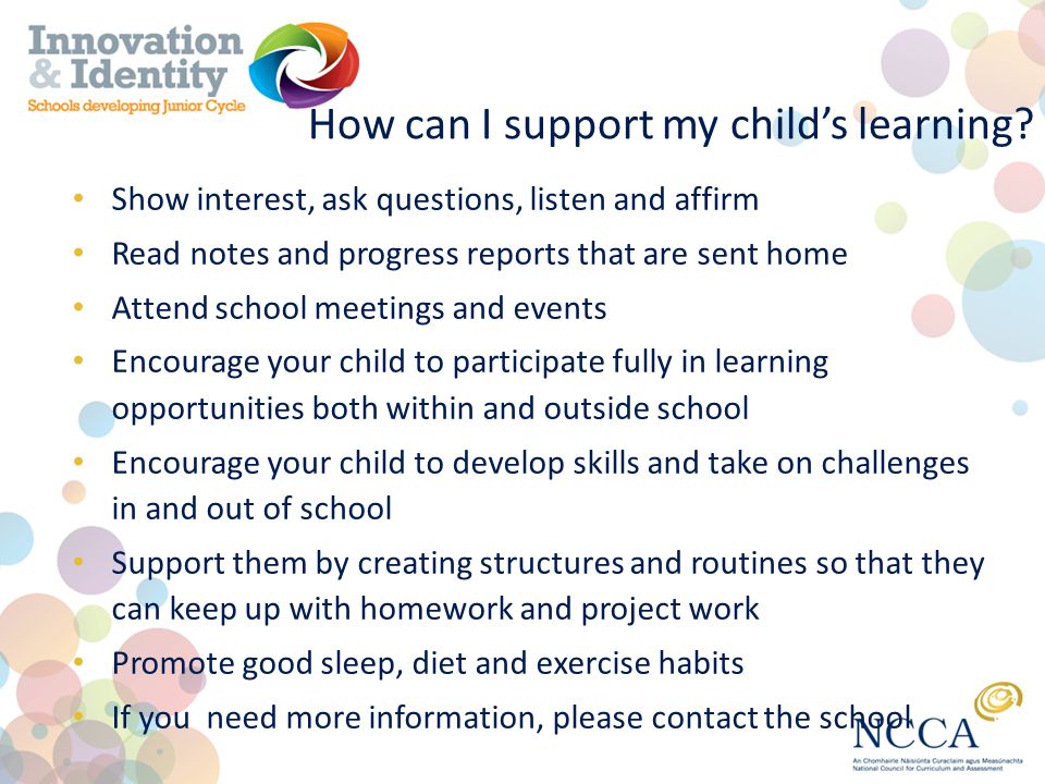 How can I support my child’s learning.