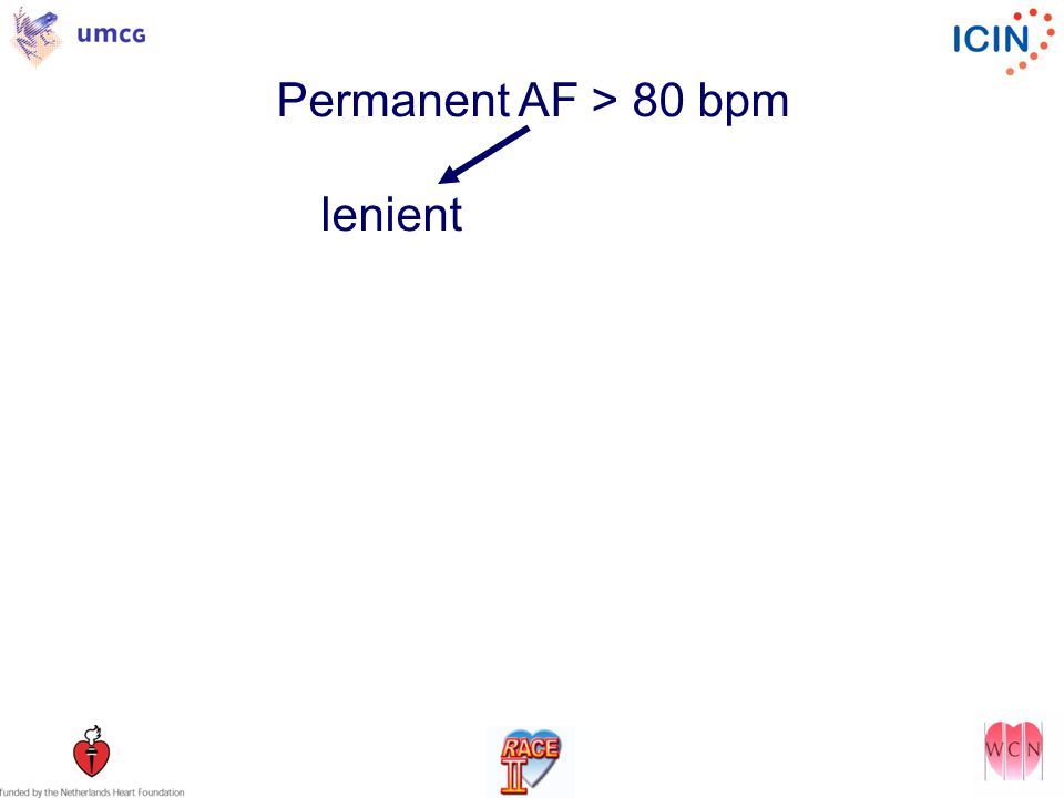 Permanent AF > 80 bpm lenientstrict