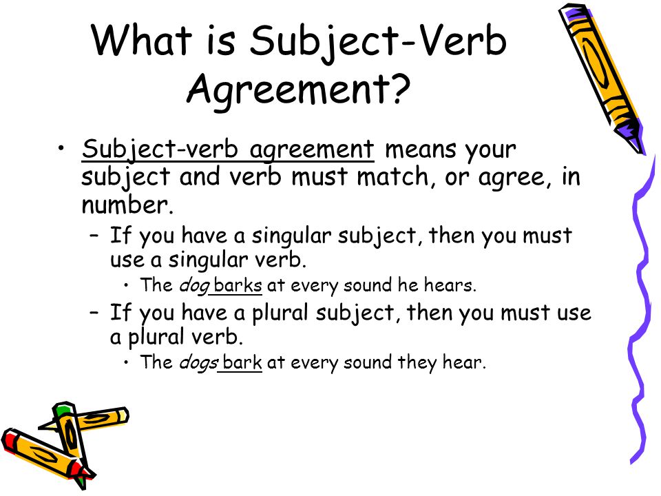 Subject Verb Agreement Anchor Chart