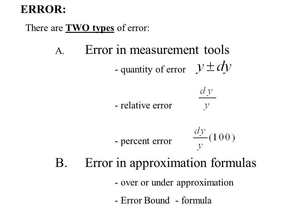 Percent Error Equation Percent Error Equation There Are Two Types Of