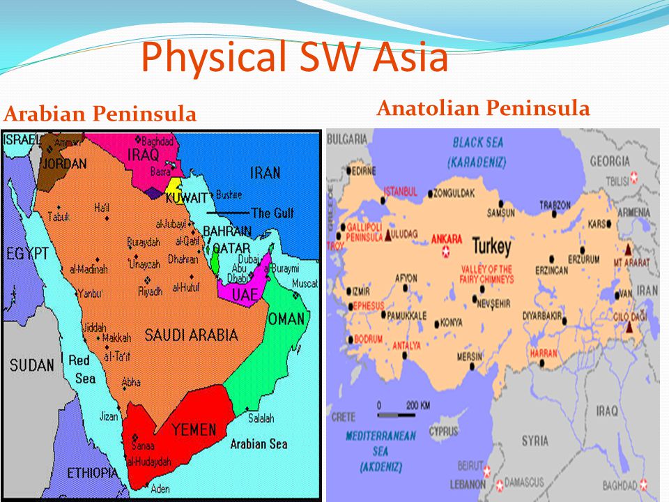 Physical Map Of Southwest Asia