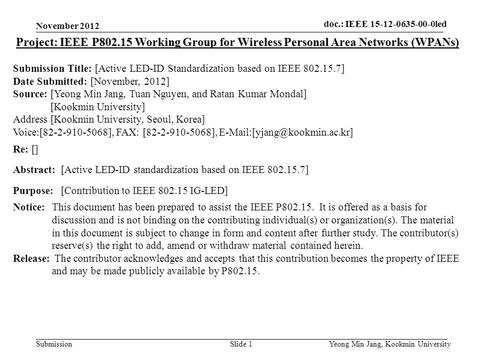 doc.: IEEE xxxxx Submission doc. : IEEE 802.