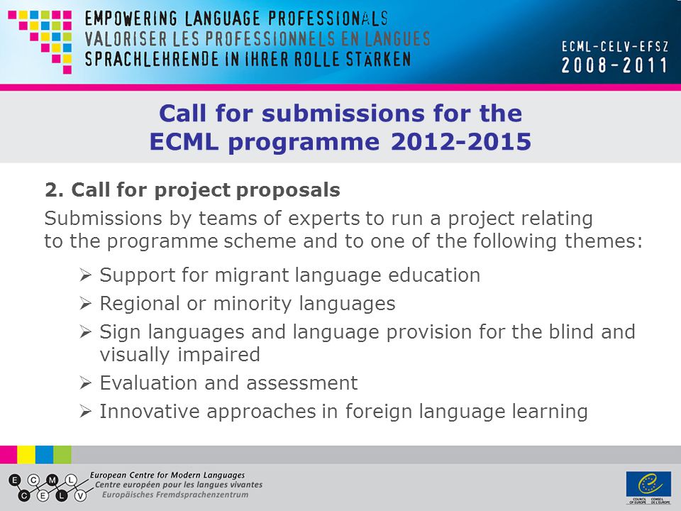Call for submissions for the ECML programme