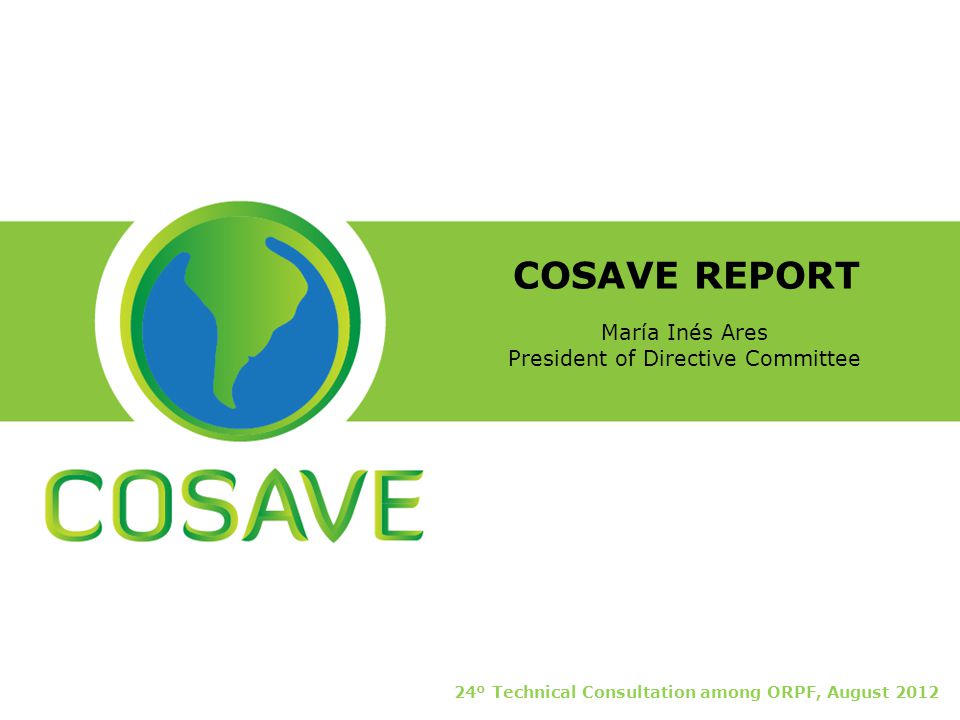 COSAVE REPORT 24º Technical Consultation among ORPF, August 2012 María Inés Ares President of Directive Committee