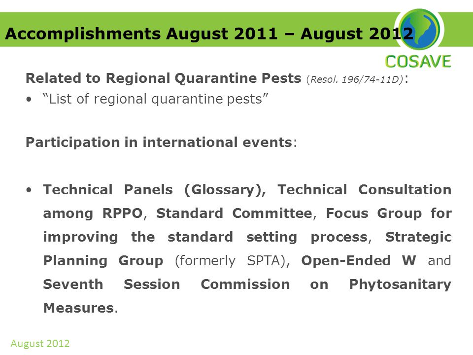 Related to Regional Quarantine Pests (Resol.