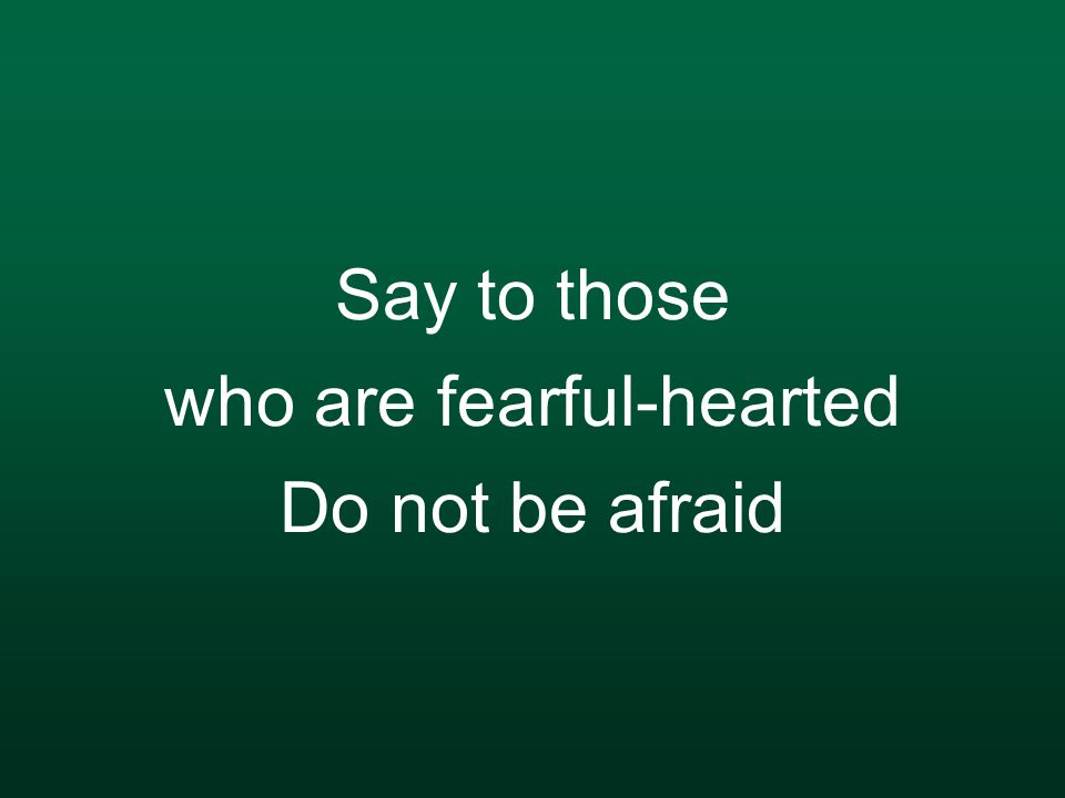 Say to those who are fearful-hearted Do not be afraid