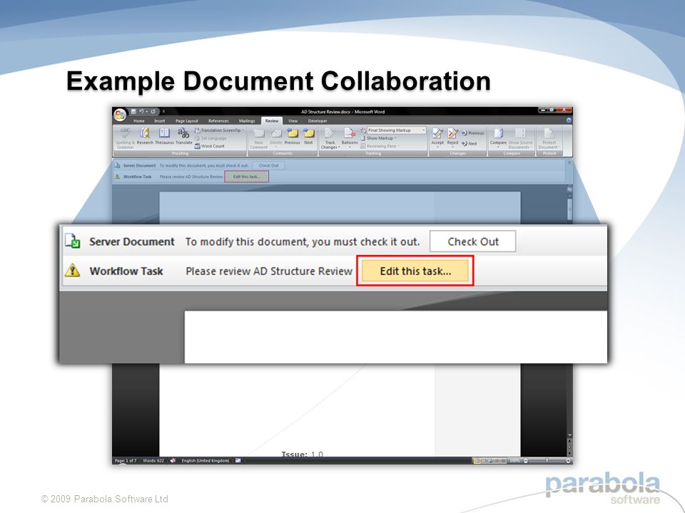 Example Document Collaboration © 2009 Parabola Software Ltd