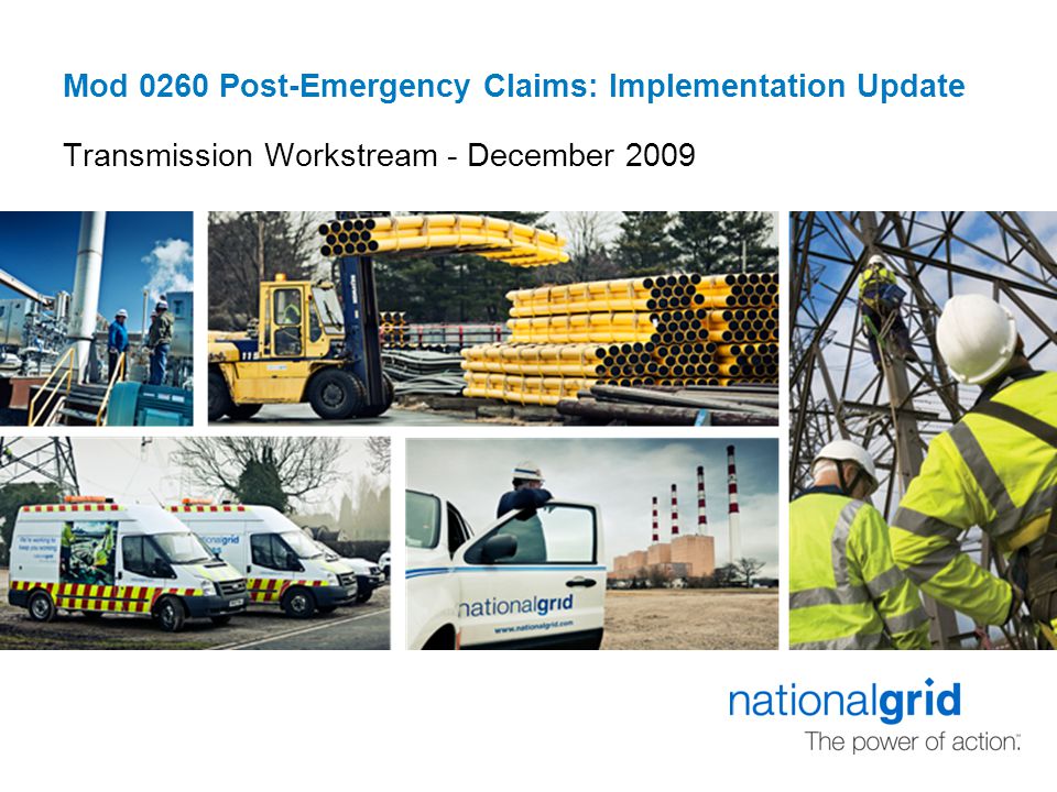 Mod 0260 Post-Emergency Claims: Implementation Update Transmission Workstream - December 2009