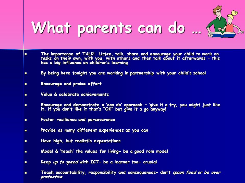 What parents can do … The importance of TALK.