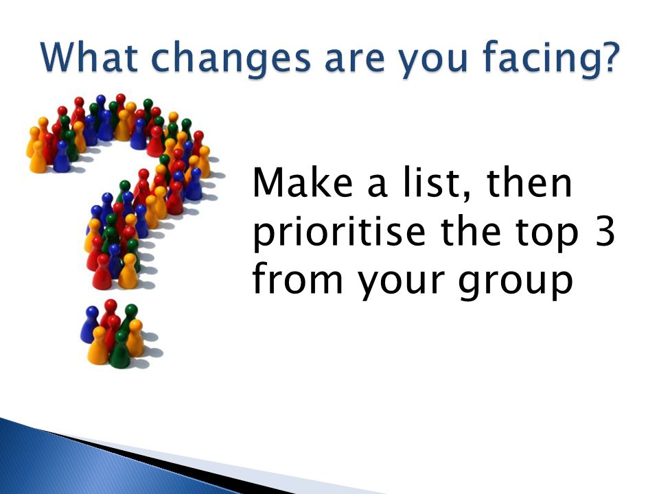 Make a list, then prioritise the top 3 from your group