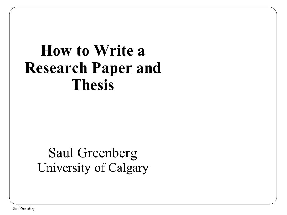 How to write a research aper