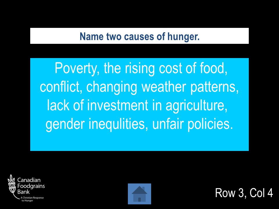 Row 3, Col 3 35% or higher In countries with very high rates of undernourishment, what percentage of people are undernourished.