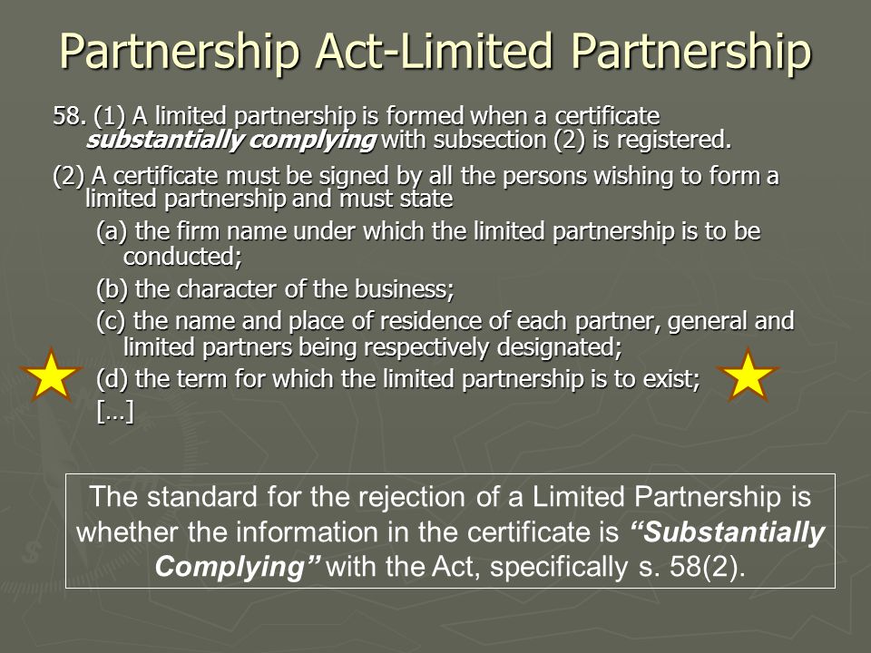Partnership Act-Limited Partnership 58.