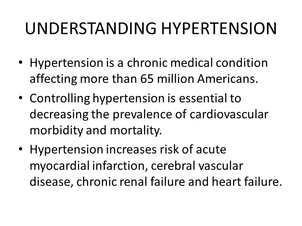 Hypertension is a chronic medical condition affecting more than 65 million Americans.