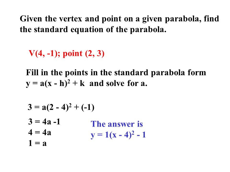 How To Find An Equation Of A Parabola Jennarocca How To Find The Equation Of A Parabola Talkchannels Objective Us Vertex Form Quadratic