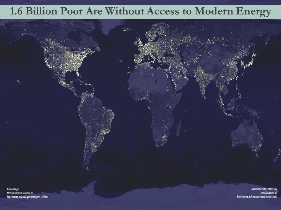 1.6 Billion Poor Are Without Access to Modern Energy