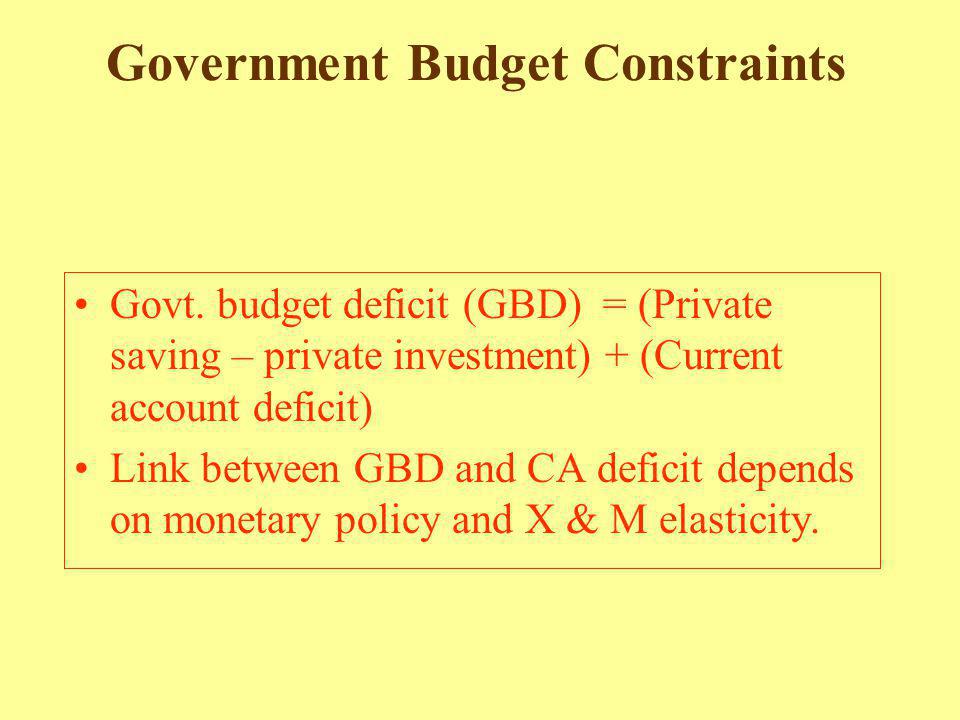 Government Budget Constraints Govt.