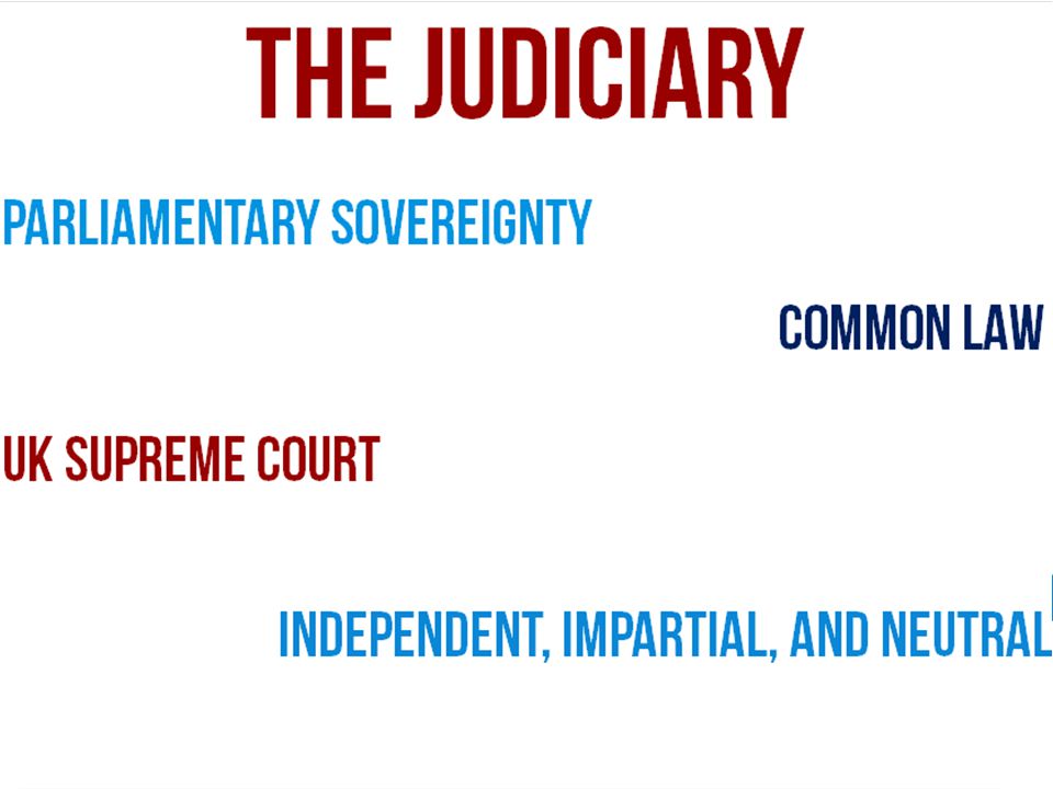 THE JUDICIARY Parliamentary sovereignty Common law Uk supreme court Independent, impartial, and neutral