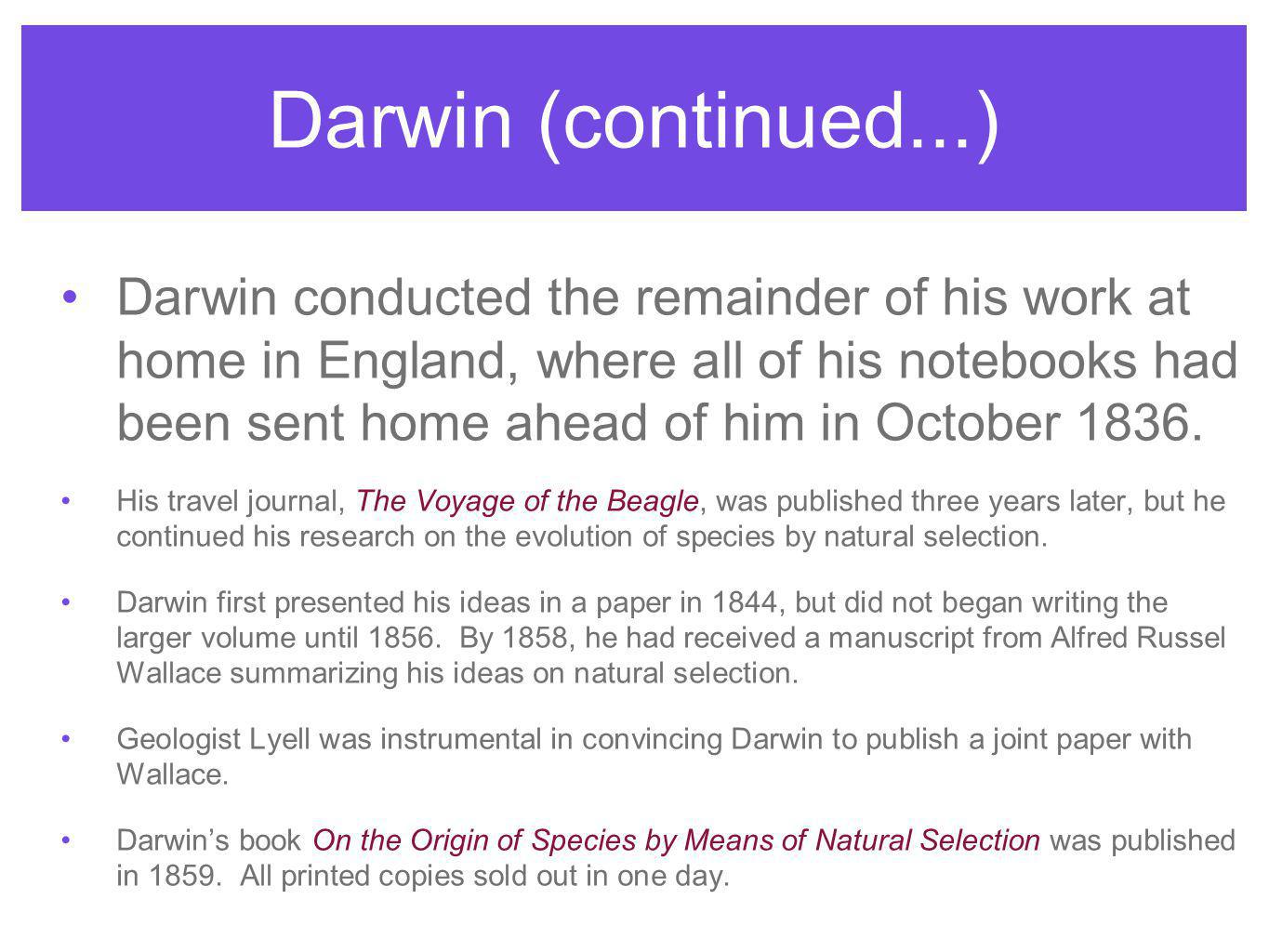 Charles darwin theory of natural selection essay