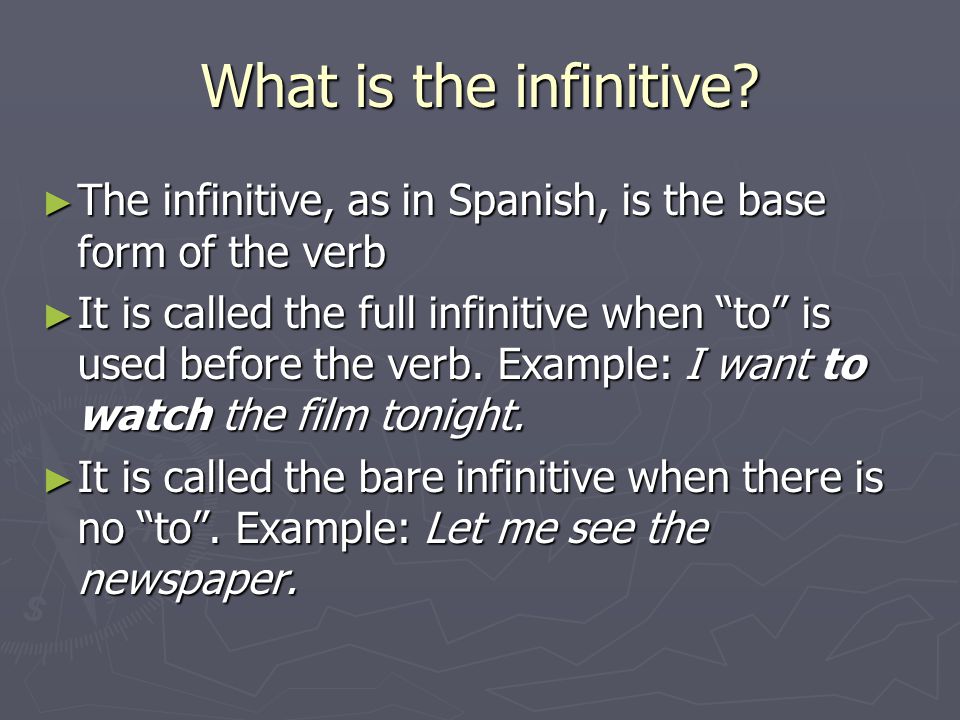 What is the infinitive.