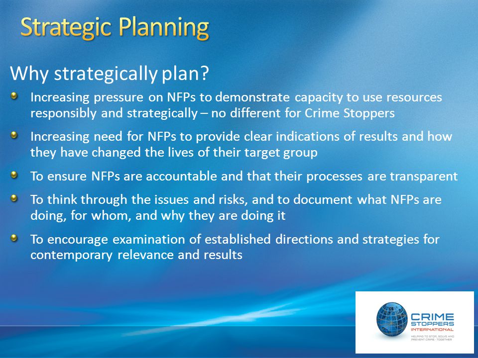 Why strategically plan.