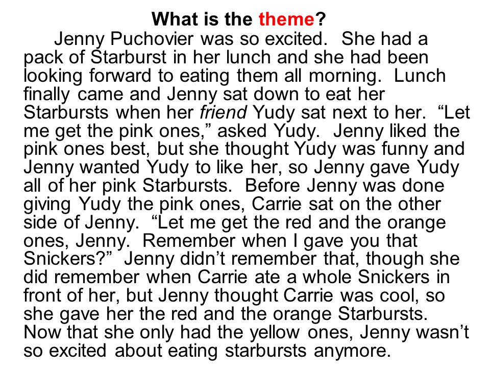 What is the theme. Jenny Puchovier was so excited.