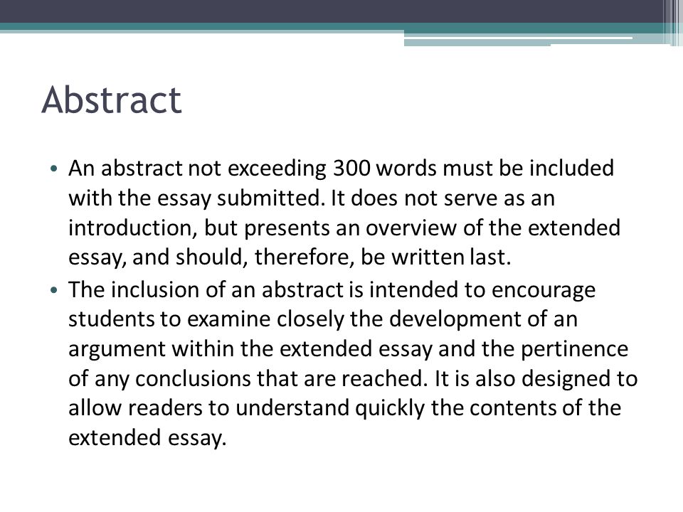 Ib psychology extended essay abstract