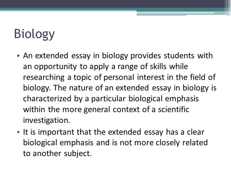 Ib extended essay biology topics