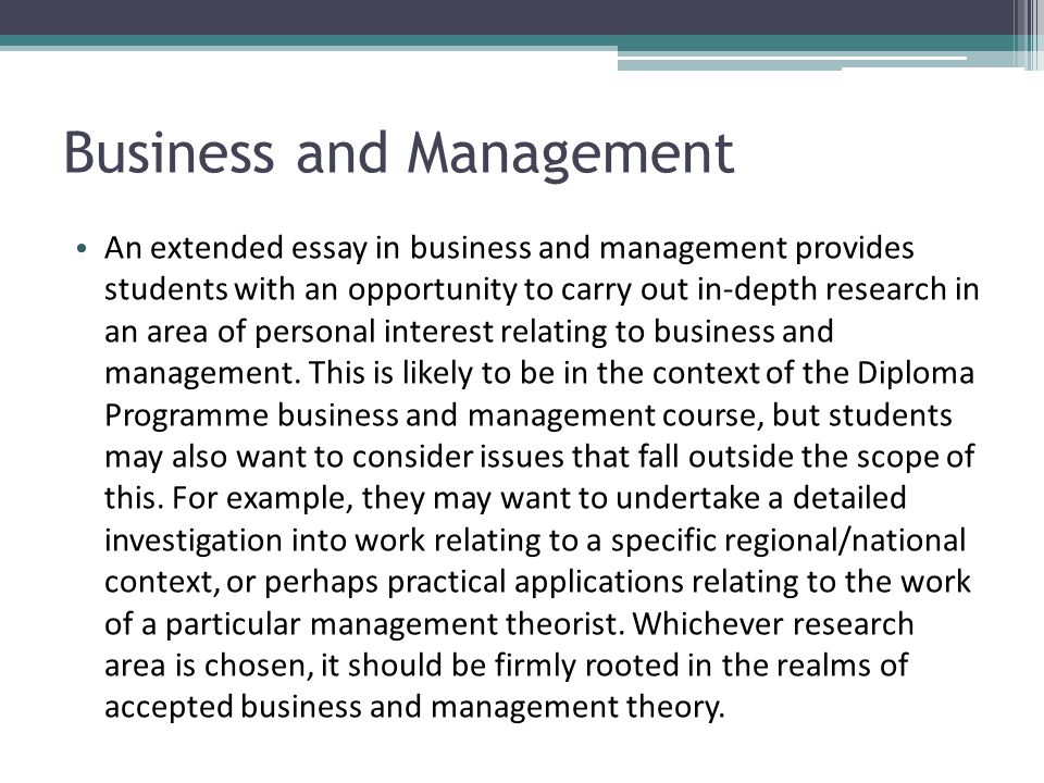 essay on business management