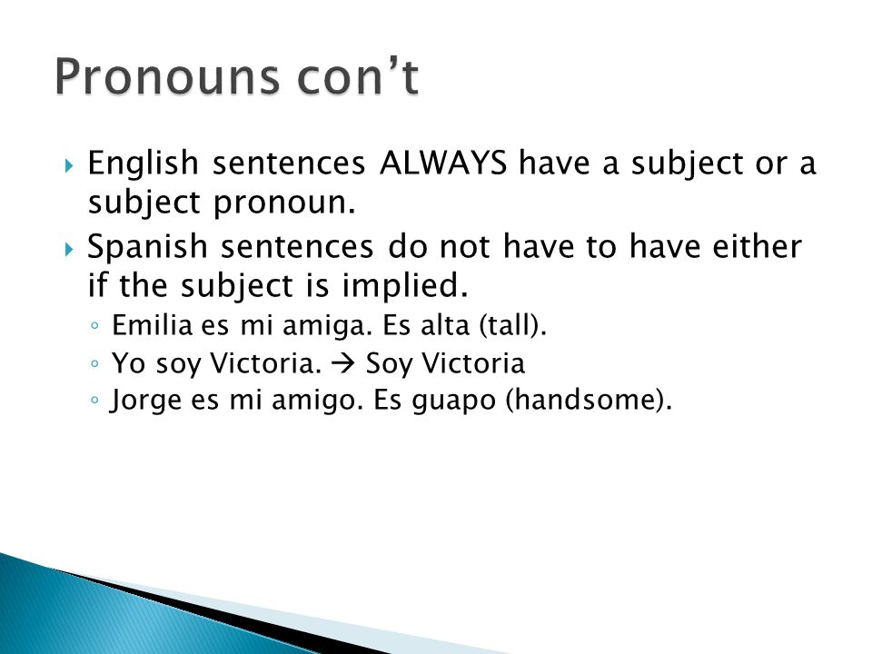  English sentences ALWAYS have a subject or a subject pronoun.