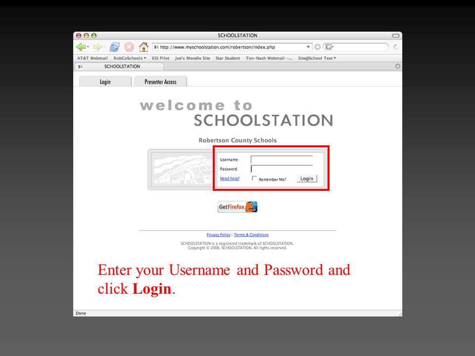 Enter your Username and Password and click Login.