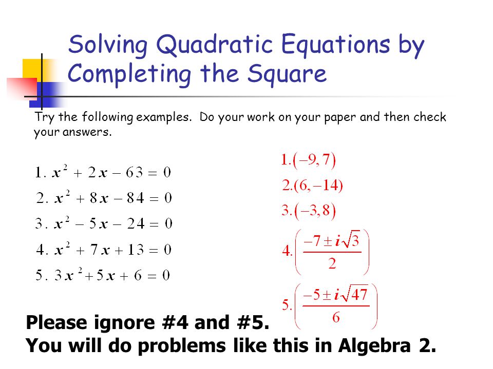 Solve The Quadratic Equation By Completing Square Talkchannels Solving Quadratic Equations Answers Talkchannels Inequality By Completing The Square