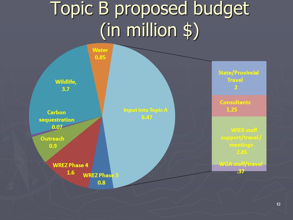 Topic B proposed budget (in million $) 12