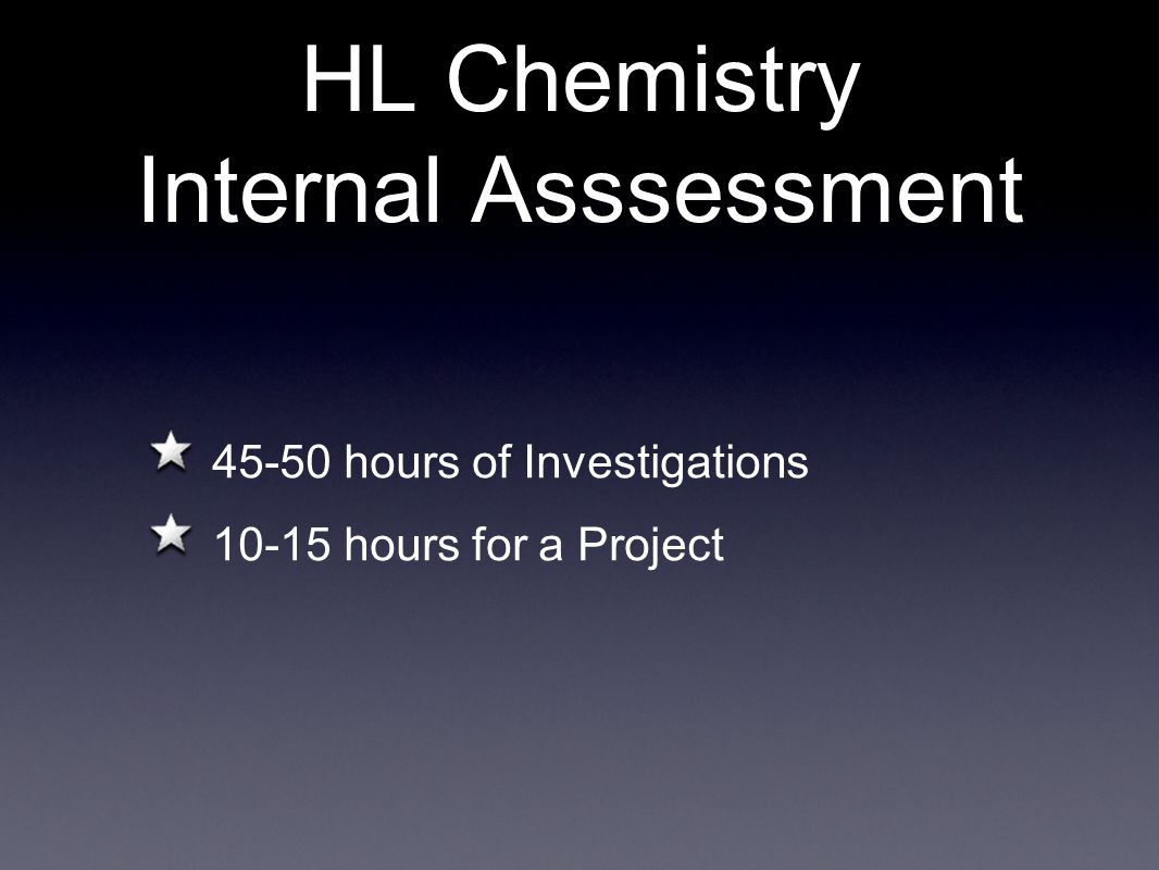 HL Chemistry Internal Asssessment hours of Investigations hours for a Project