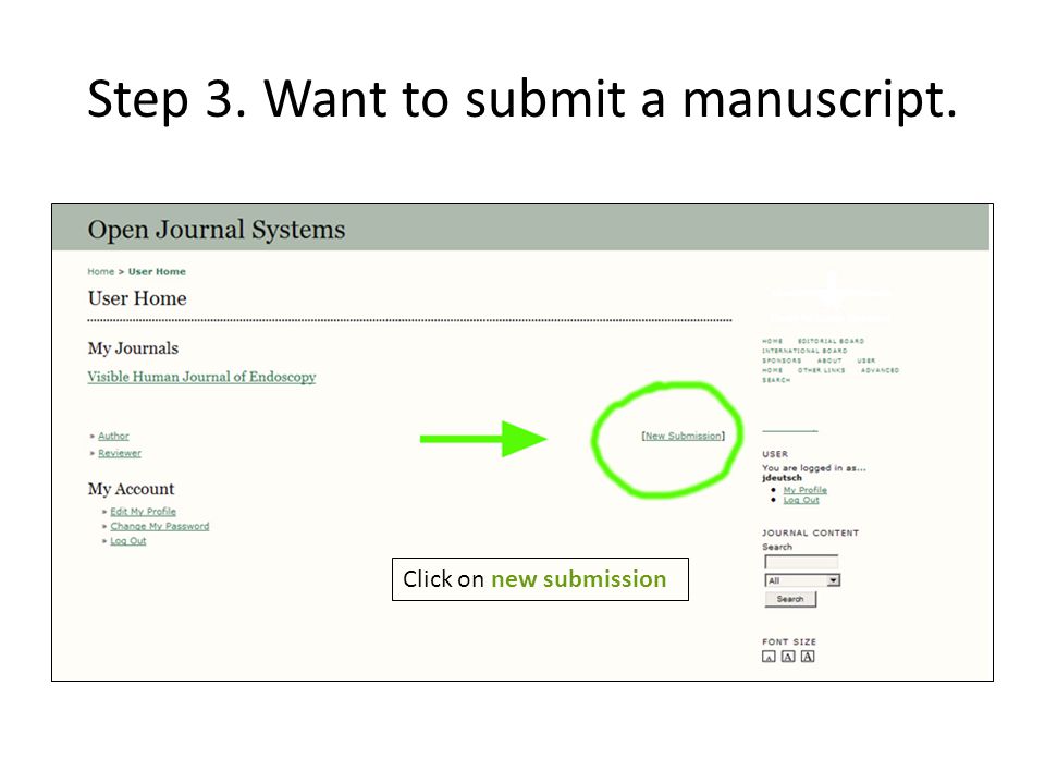 Step 3. Want to submit a manuscript. Click on new submission