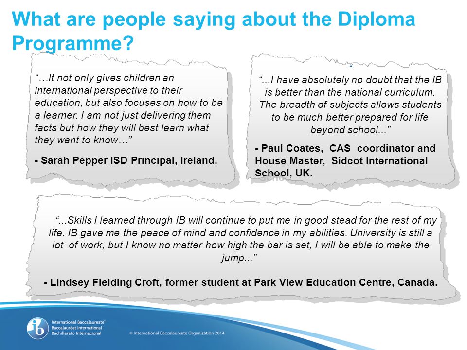 What are people saying about the Diploma Programme.