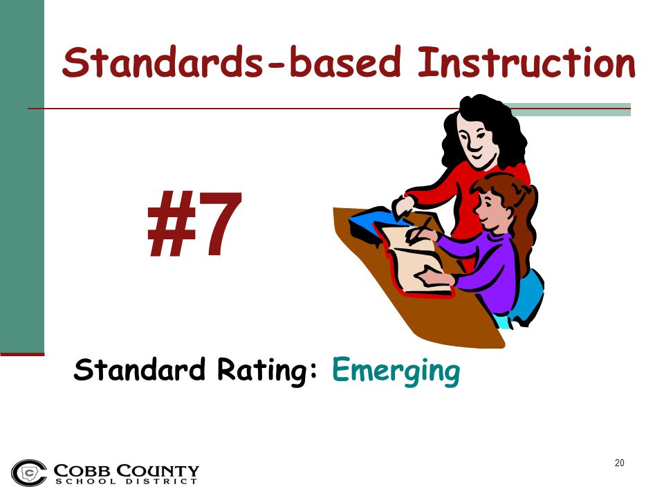 20 Standards-based Instruction Standard Rating: Emerging #7