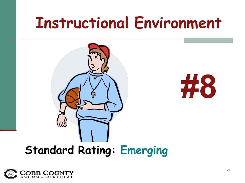 21 Instructional Environment Standard Rating: Emerging #8