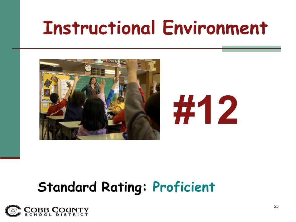 25 Instructional Environment Standard Rating: Proficient #12