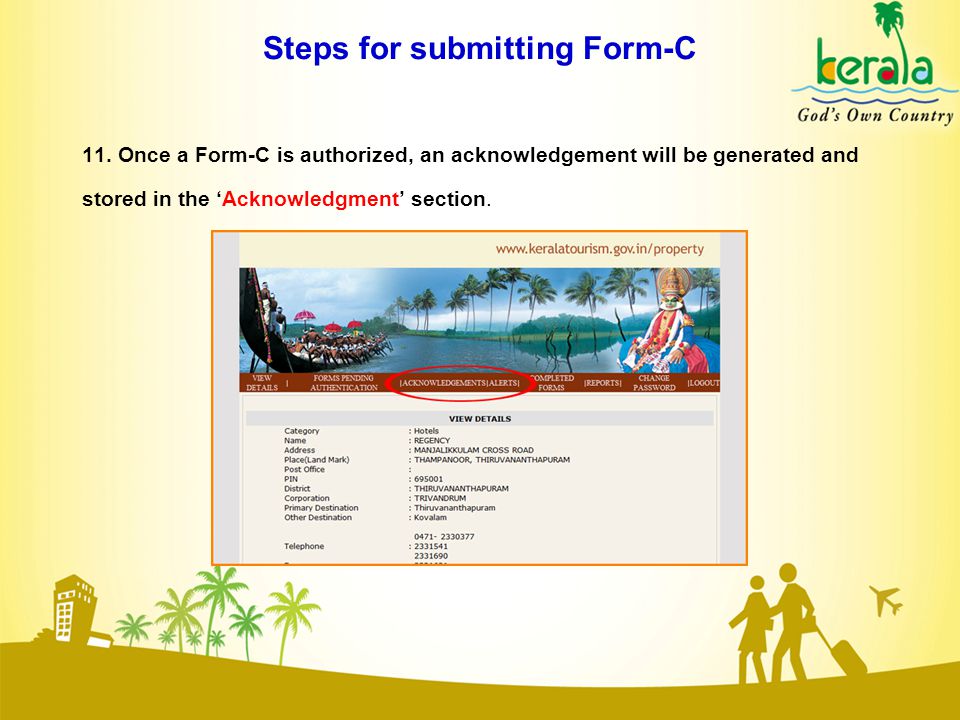 Steps for submitting Form-C 11.